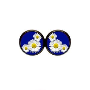 Royal Blue Daisies Earrings